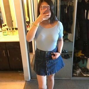 Baby blue ballet neck ribbed top